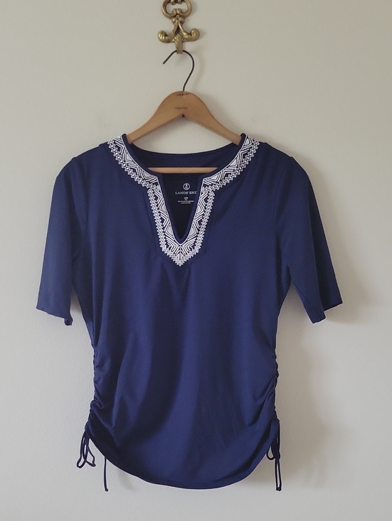 Lands' End Other - Lands' End Navy Embroidered Adjustable Tunic Swim Rash Guard Top Size Small
